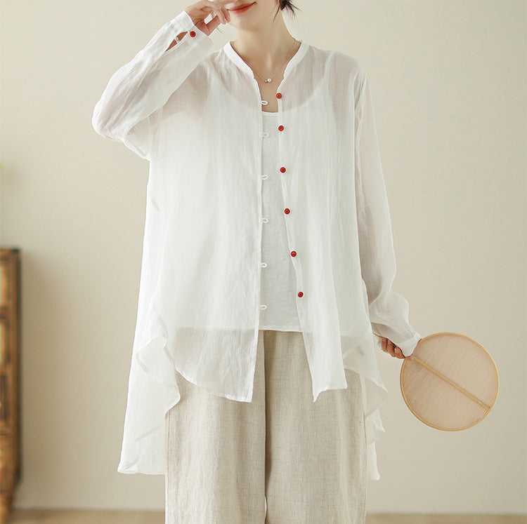 Women Solid Long Sleeves High-Low Regular Top