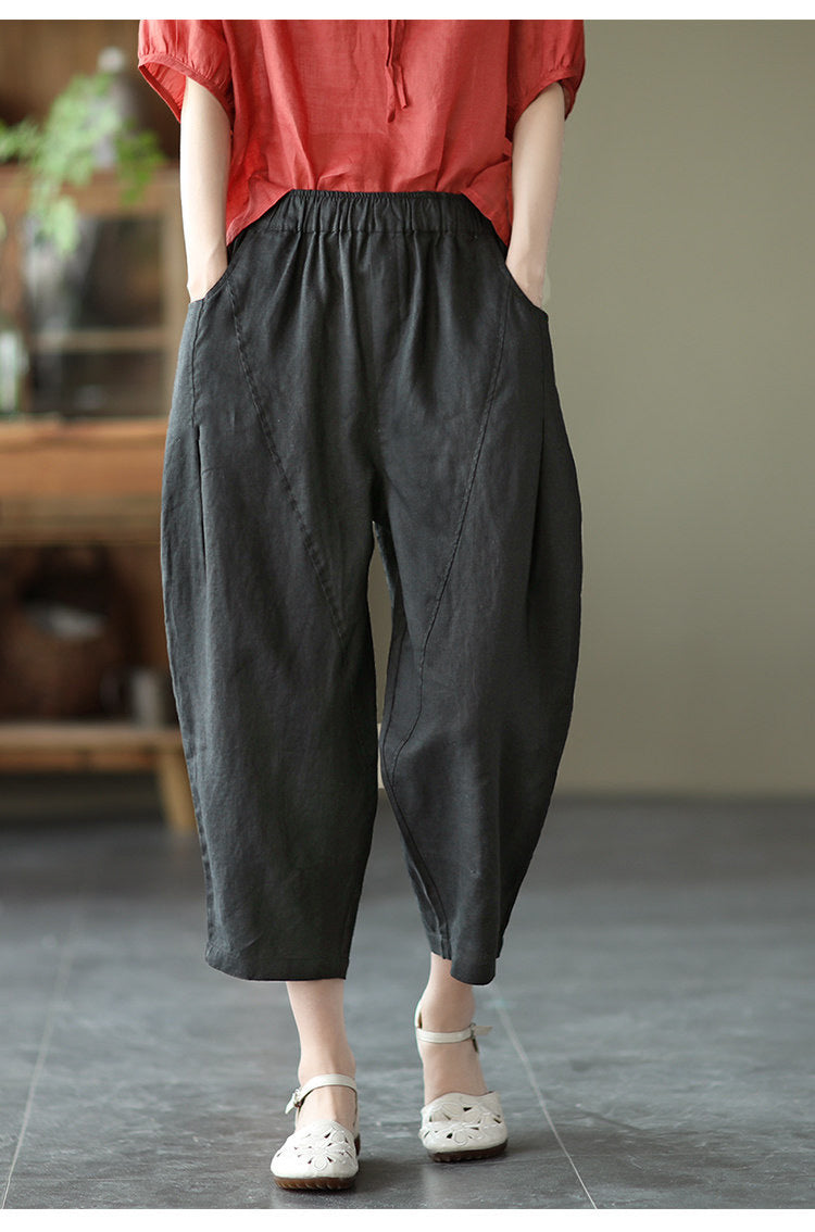 Women Loose Fit Easy Wash Culottes Trousers