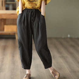 Women Loose Fit Easy Wash Pleated Trousers