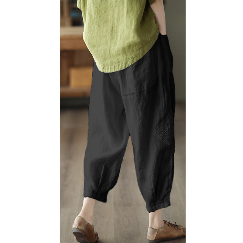 Women Loose Fit Easy Wash Pleated Trousers