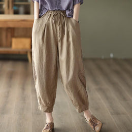 Women Loose Fit Easy Wash Pleated Trousers