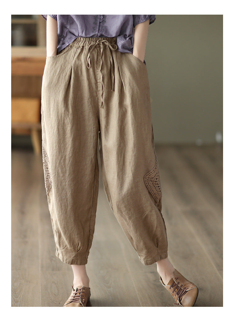 Women Loose Fit Easy Wash Pleated Trousers