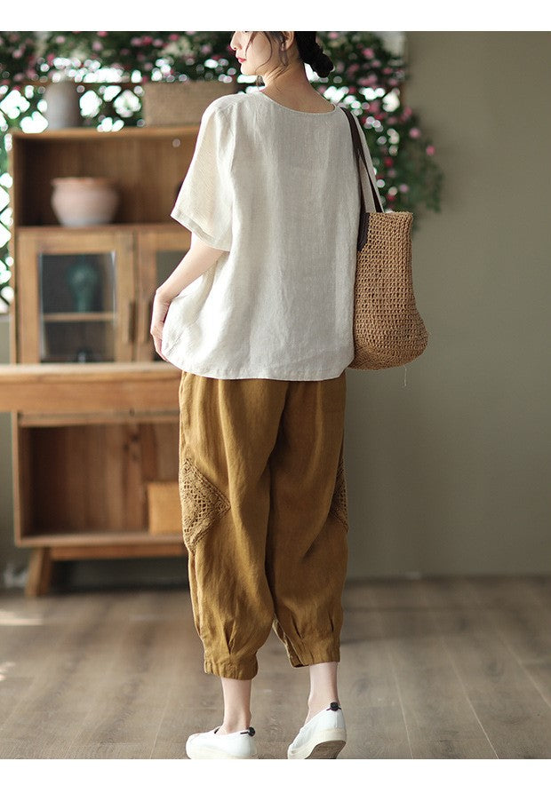 Women Cotton Loose Fit Easy Wash Drop Crotch Trousers