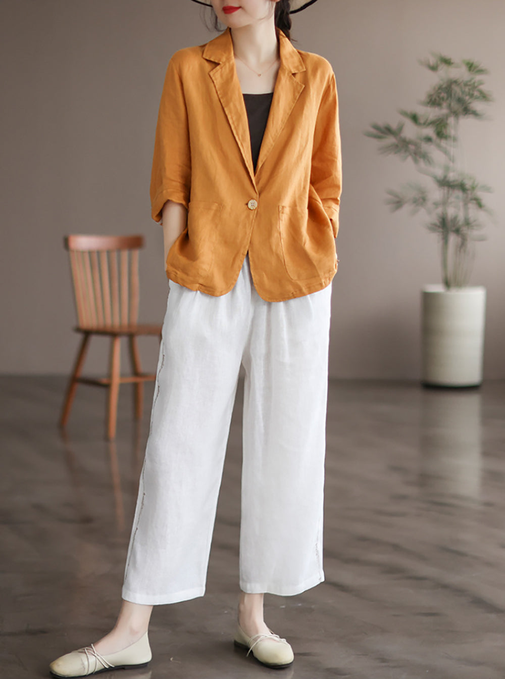 Women Lapel Collar Tailored Jacket