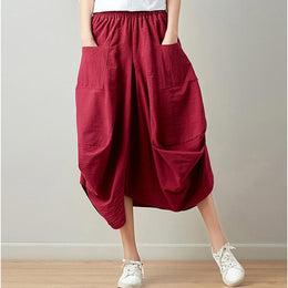 Women Mid-Rise Flared Cotton Trousers