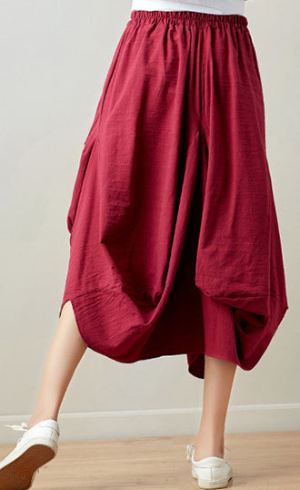Women Mid-Rise Flared Cotton Trousers