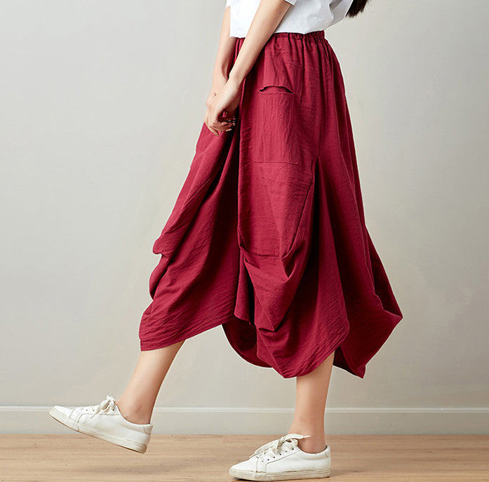 Women Mid-Rise Flared Cotton Trousers