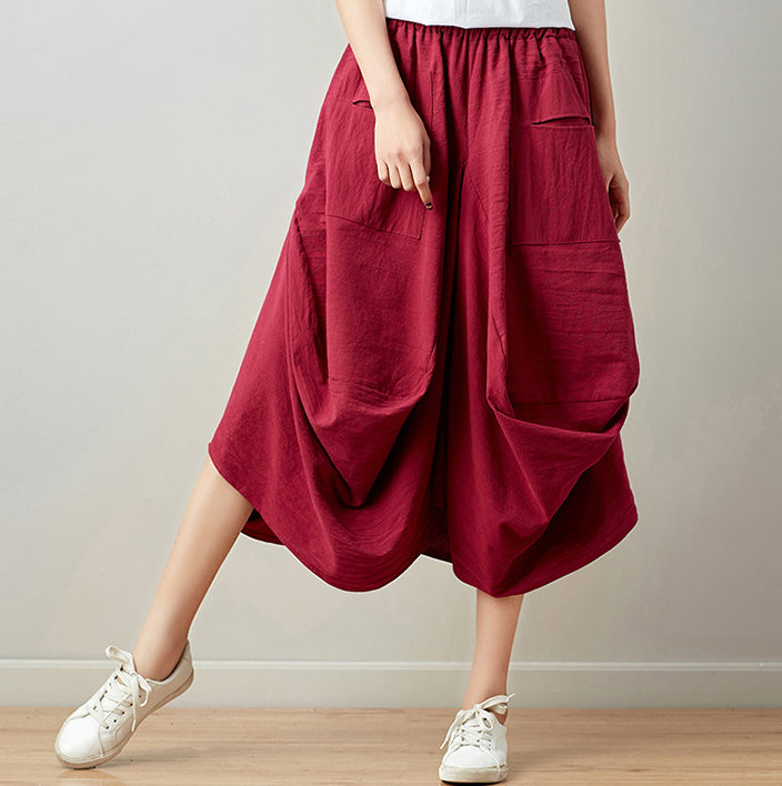 Women Mid-Rise Flared Cotton Trousers