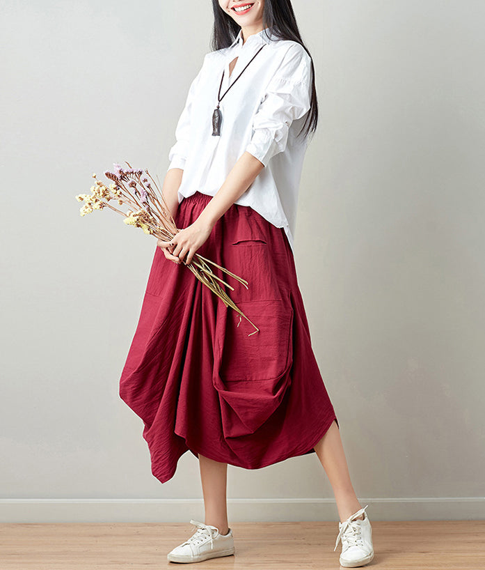 Women Mid-Rise Flared Cotton Trousers
