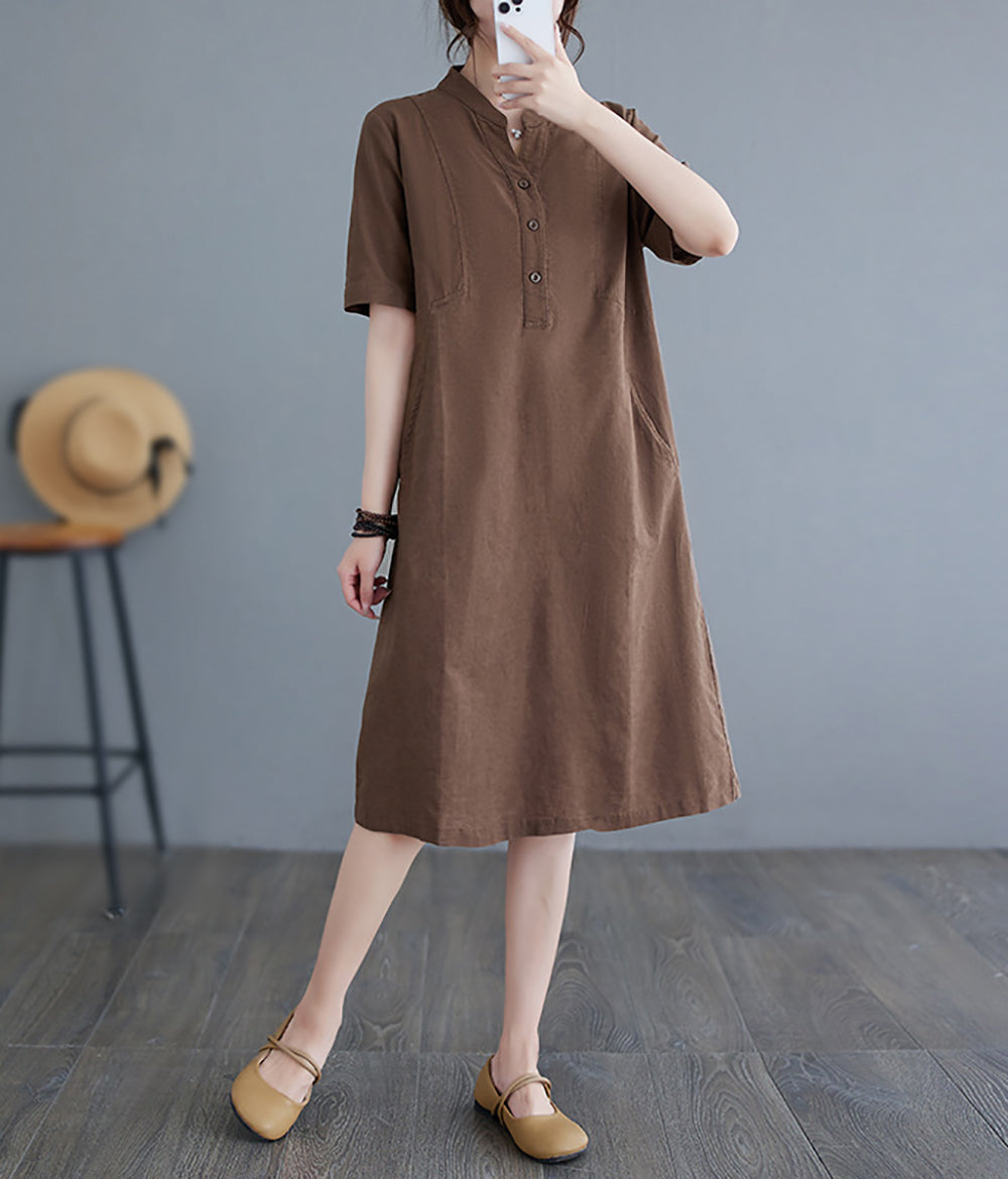 Woman Solid Shirt Dress