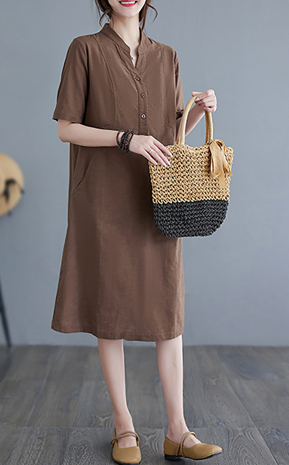 Woman Solid Shirt Dress