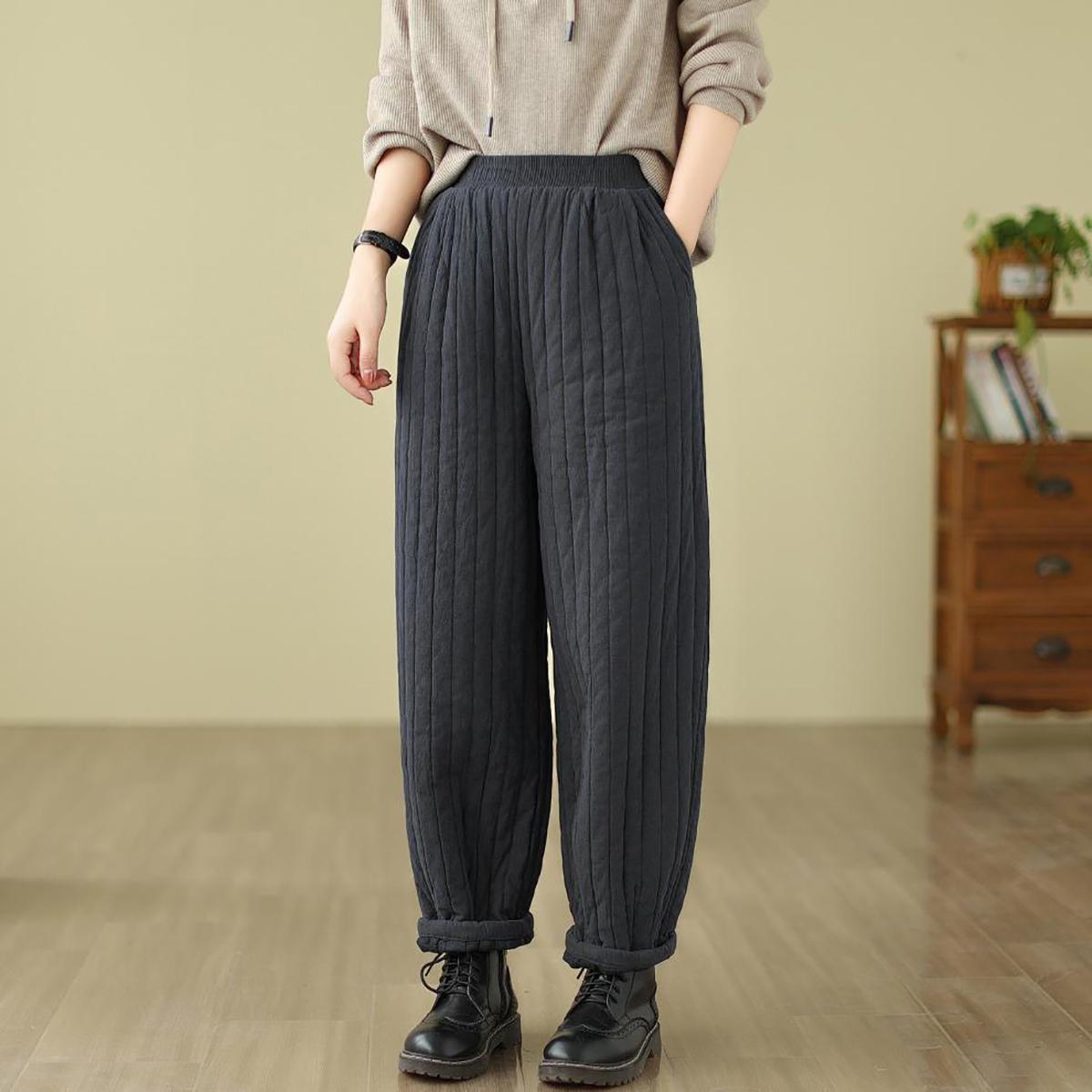 Women Relaxed Fit Textured Trousers