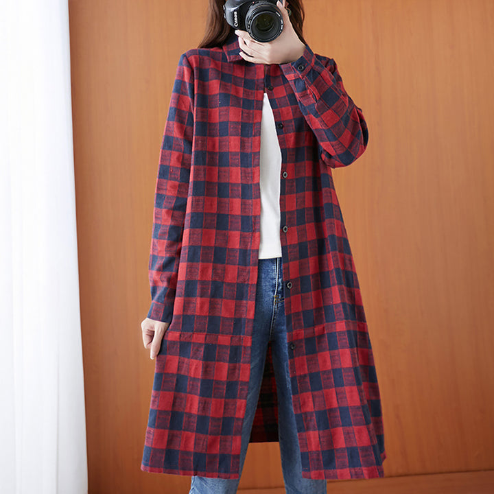 Women Buffalo Checks Oversized Casual Shirt