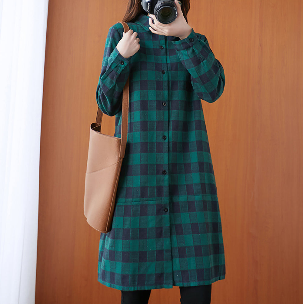 Women Buffalo Check Oversized Casual Shirt
