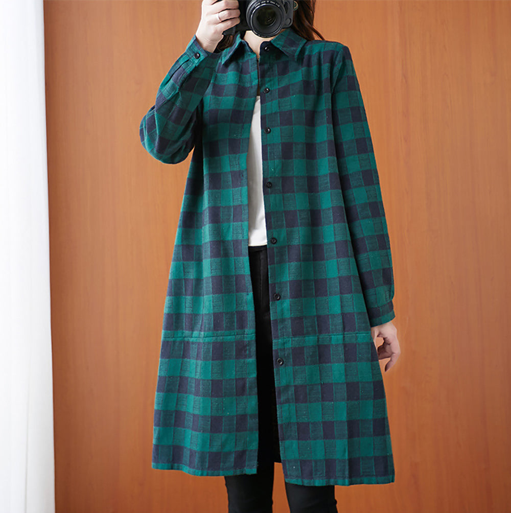 Women Buffalo Check Oversized Casual Shirt
