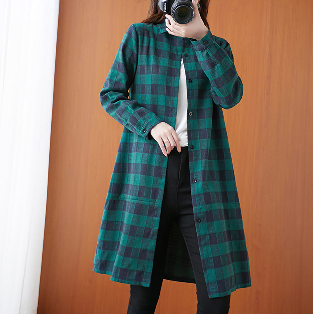 Women Buffalo Check Oversized Casual Shirt