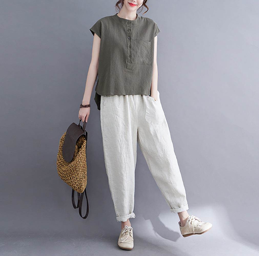 Women Round Neck Cotton Top