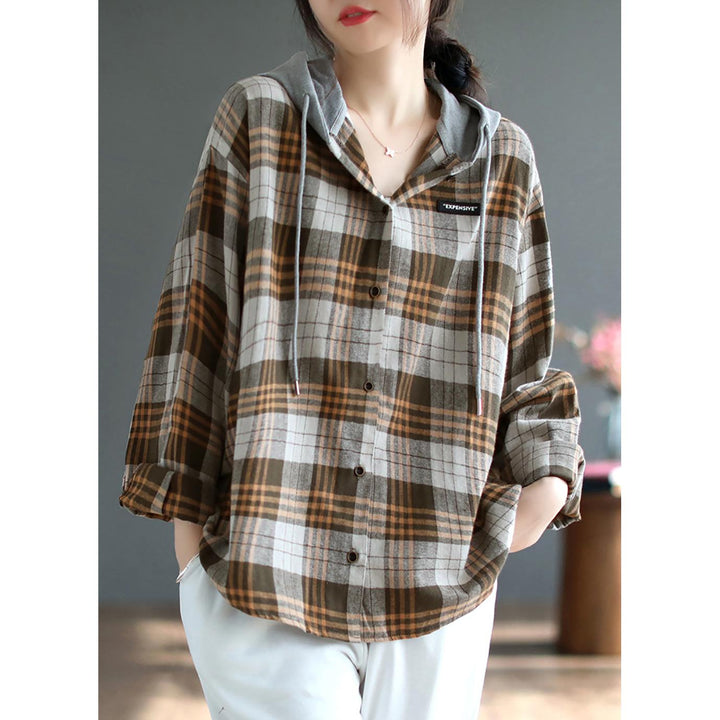 Women Checked Hooded Tailored Jacket