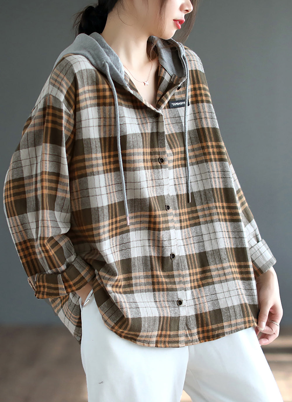 Women Checked Hooded Tailored Jacket