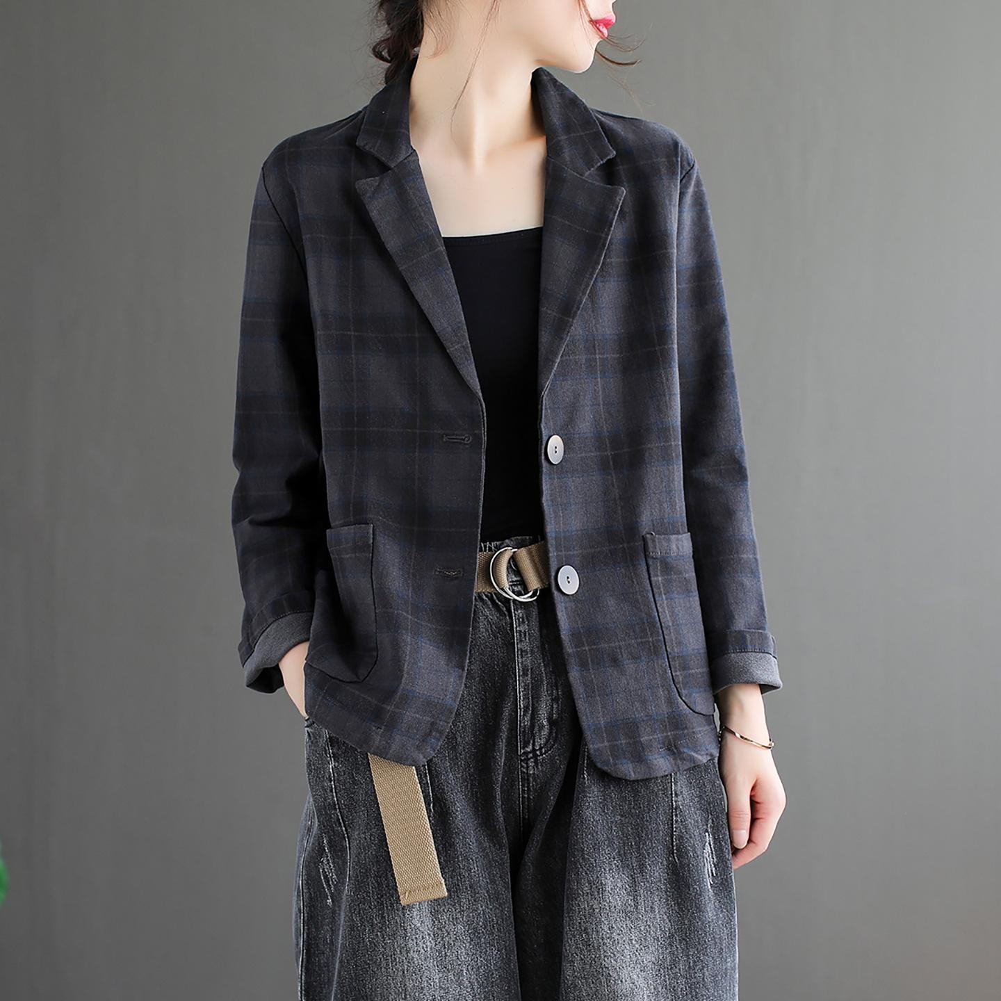 Women Checked Outdoor Tailored Jacket