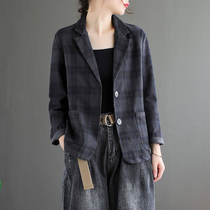 Women Checked Outdoor Tailored Jacket