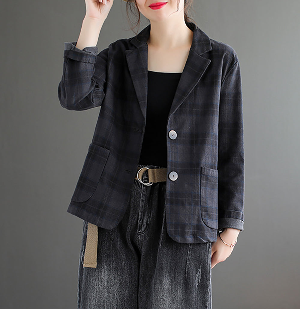 Women Checked Outdoor Tailored Jacket