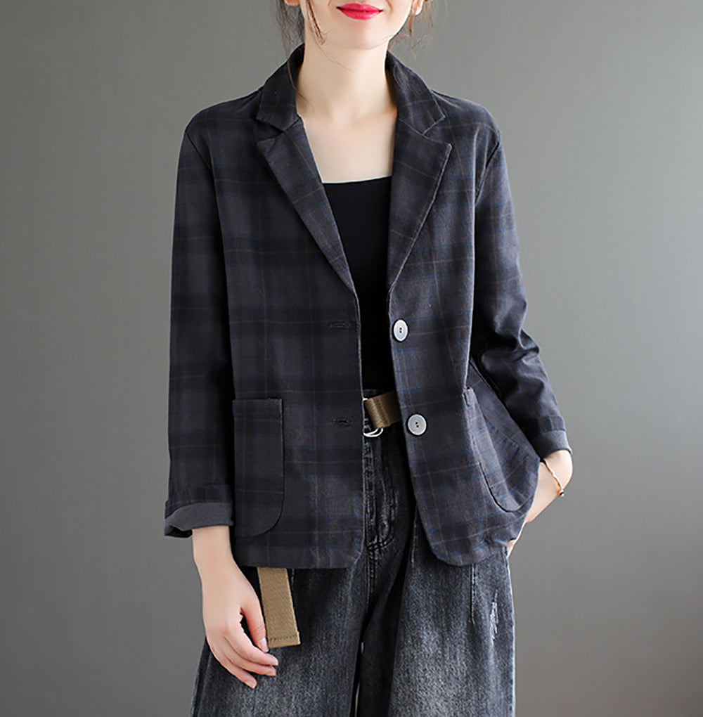 Women Checked Outdoor Tailored Jacket