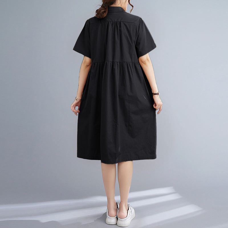 Solid Shirt Midi Dress