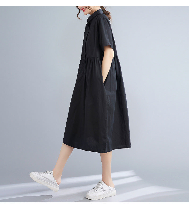 Solid Shirt Midi Dress