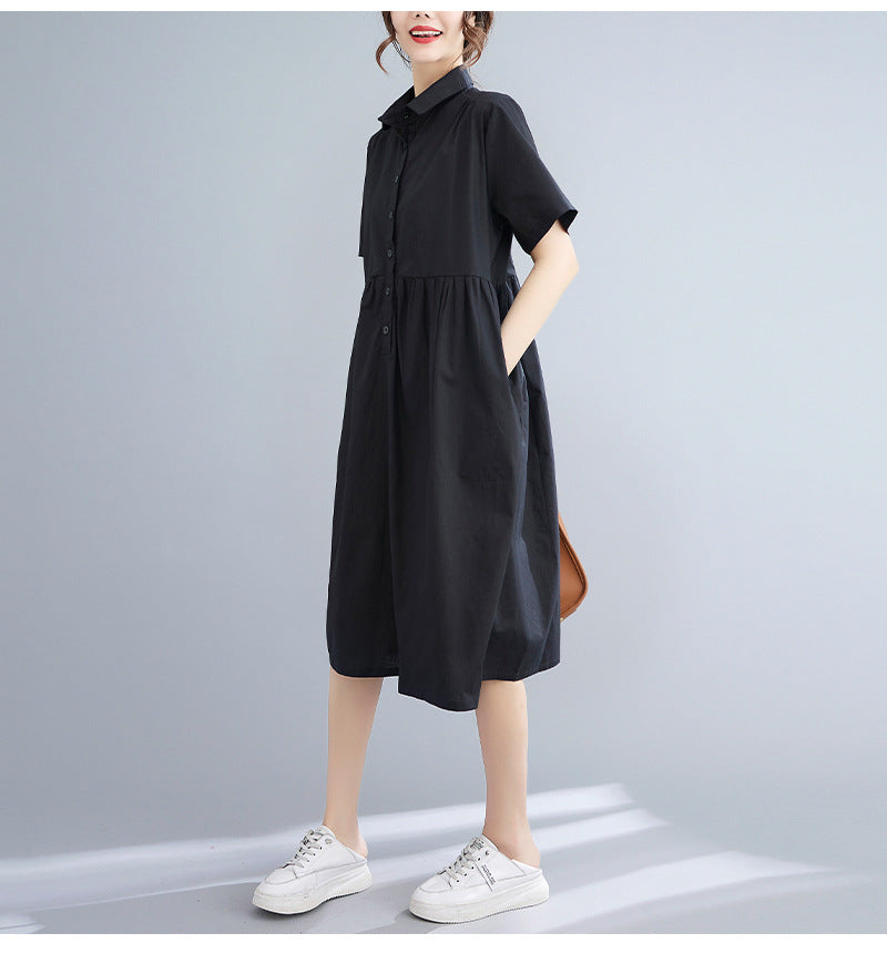 Solid Shirt Midi Dress