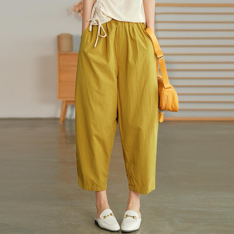 Women Cotton Loose Fit Easy Wash Regular Trousers