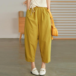 Women Cotton Loose Fit Easy Wash Regular Trousers