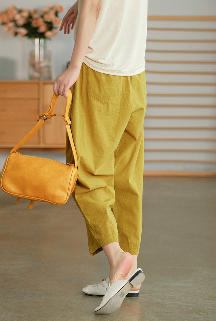 Women Cotton Loose Fit Easy Wash Regular Trousers