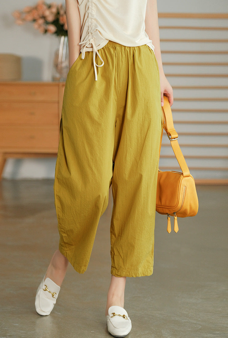 Women Cotton Loose Fit Easy Wash Regular Trousers