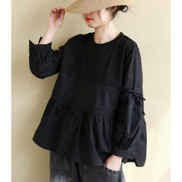 Women Cotton Long Puff Sleeves Top