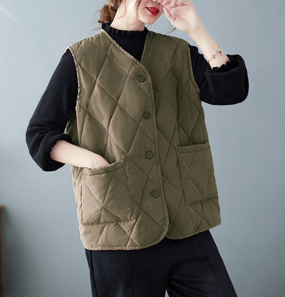 Green V-Neck Waistcoat