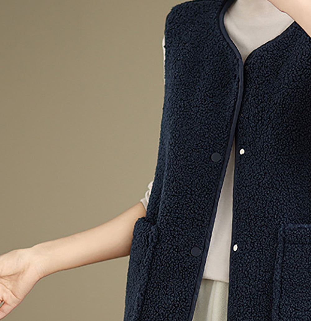 StyleCast x Revolt Navy Blue Sleeveless Jacket