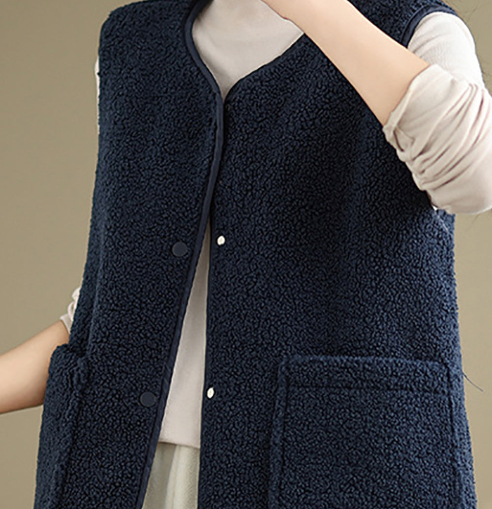 StyleCast x Revolt Navy Blue Sleeveless Jacket
