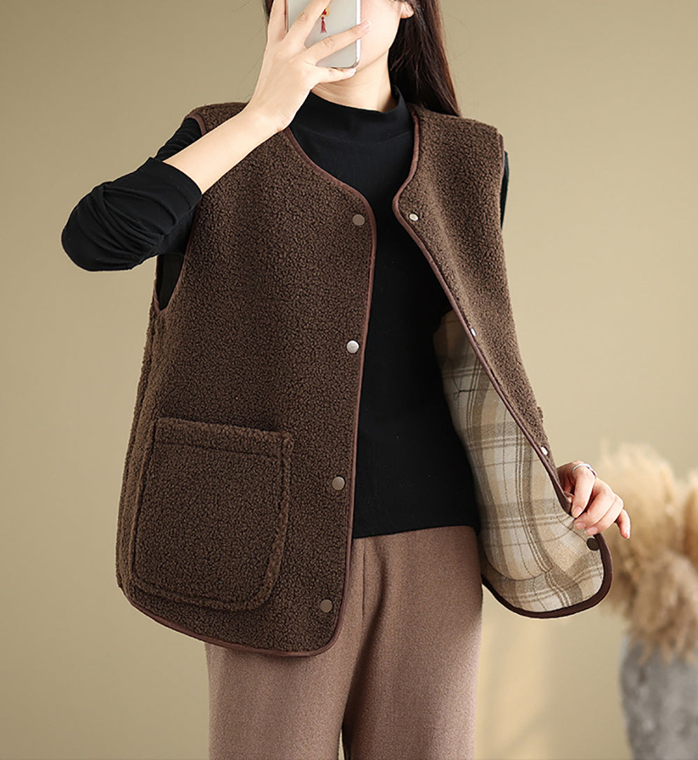 Coffee Brown Sleeveless Jacket