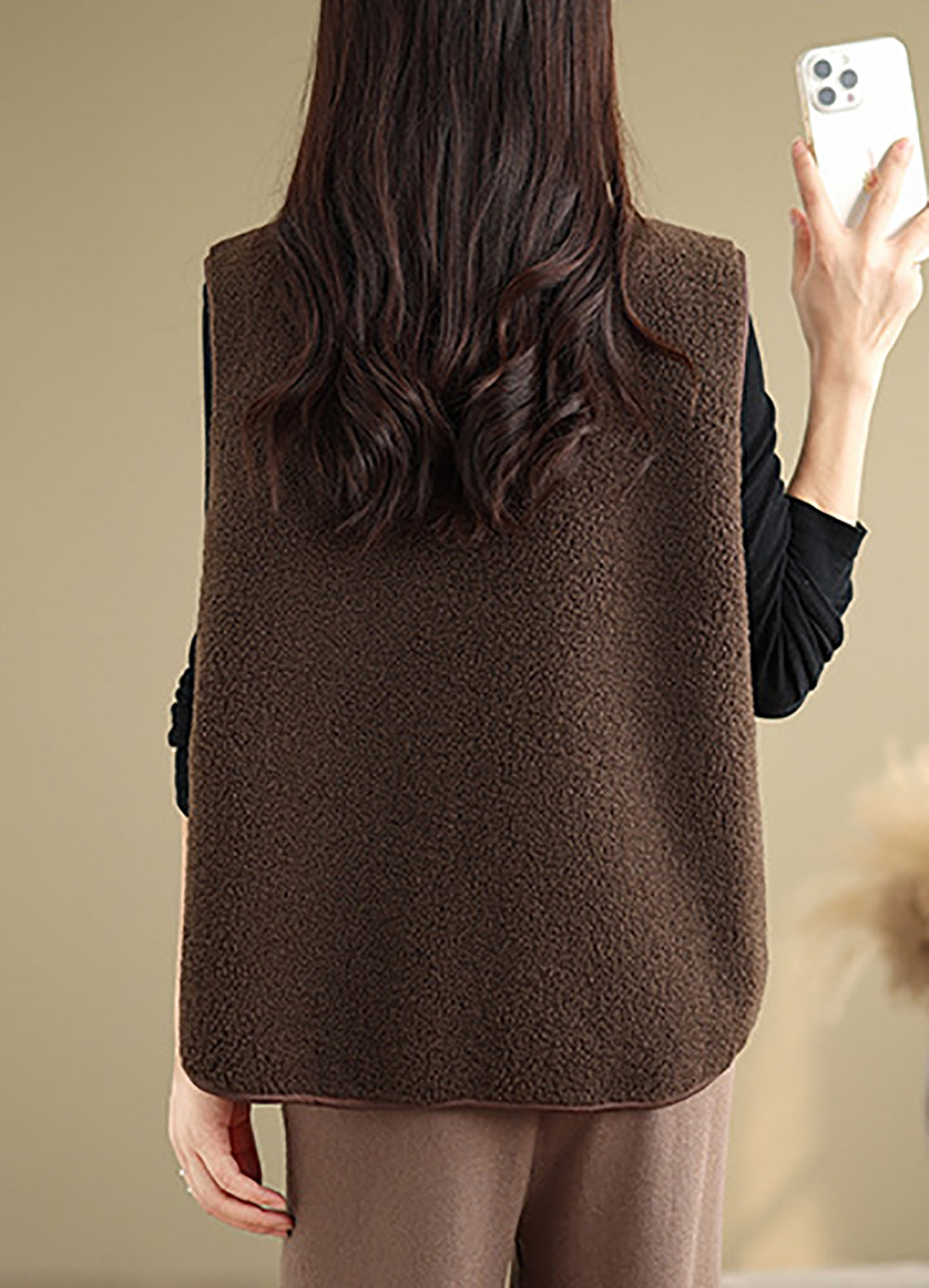 Coffee Brown Sleeveless Jacket