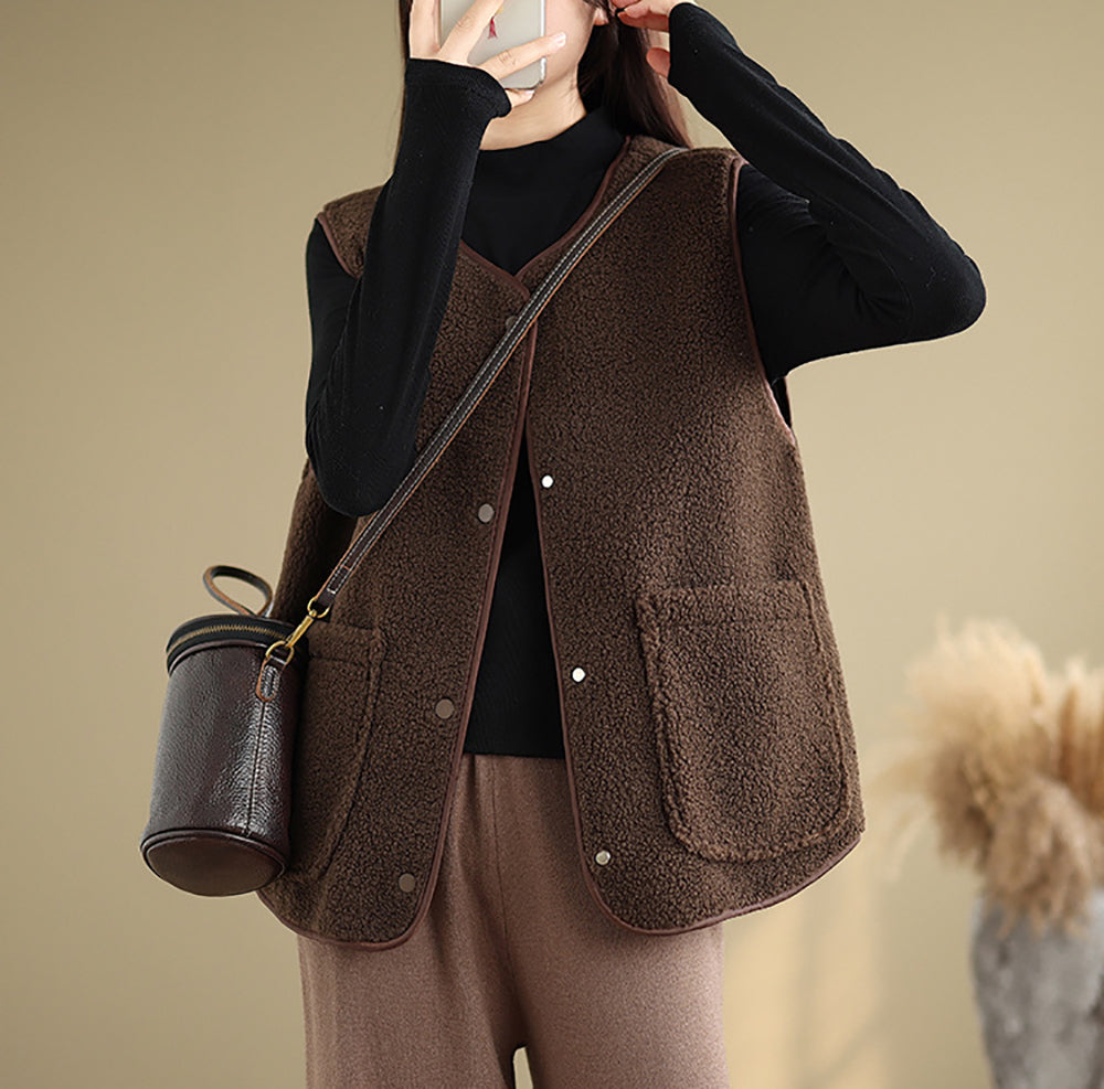 Coffee Brown Sleeveless Jacket