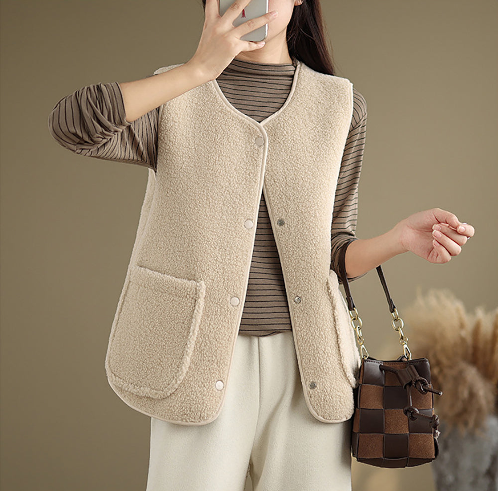Beige Sleeveless Jacket