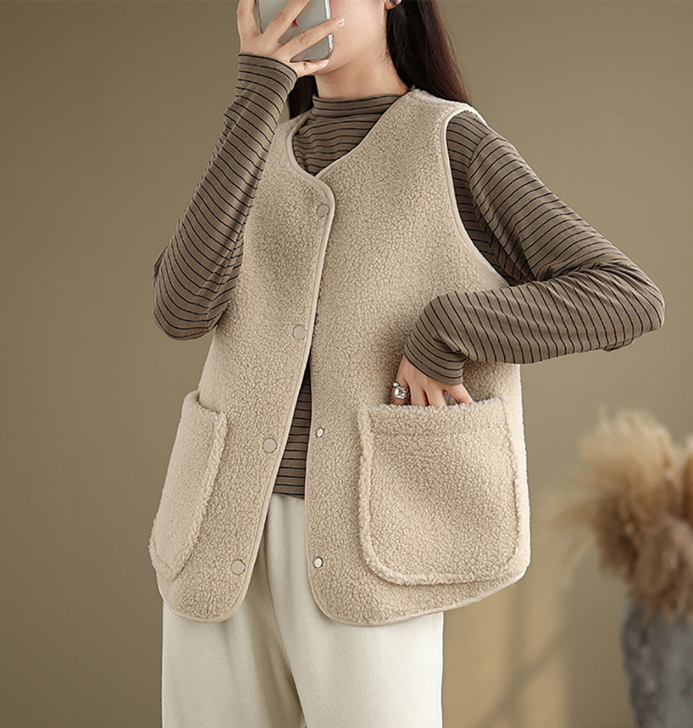 Beige Sleeveless Jacket
