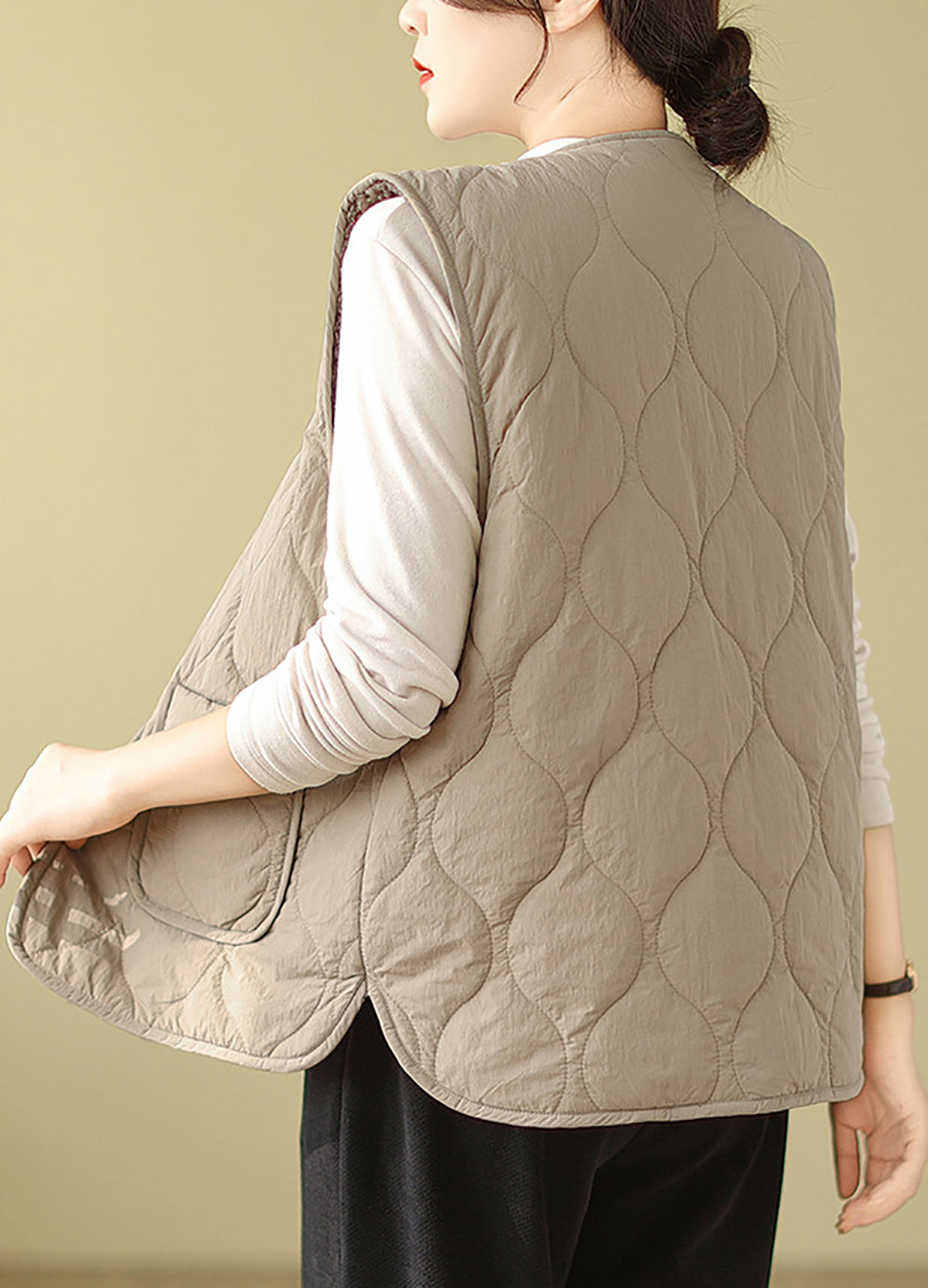 Brown Quilted Sleeveless Jacket