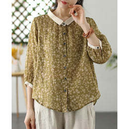 Women Cutaway Collar Floral Printed Casual Shirt