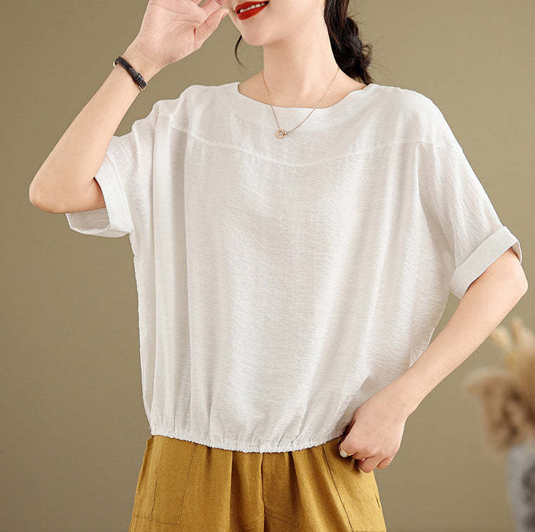 Solid Cotton Peplum Top
