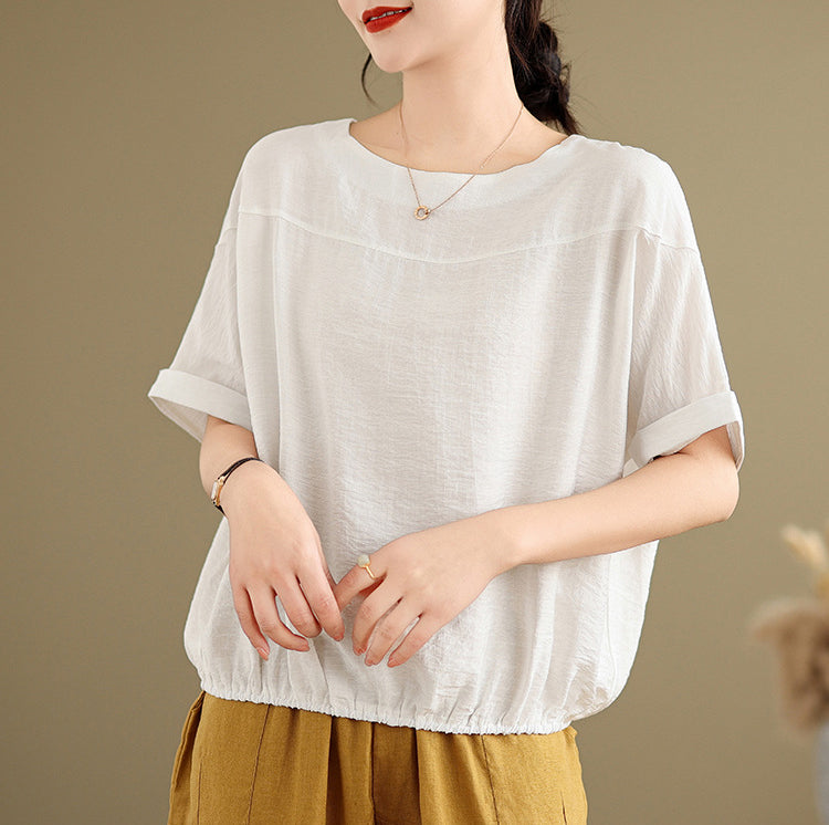 Solid Cotton Peplum Top
