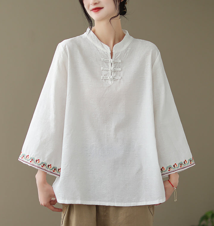 Women Casual High Neck Cotton Top