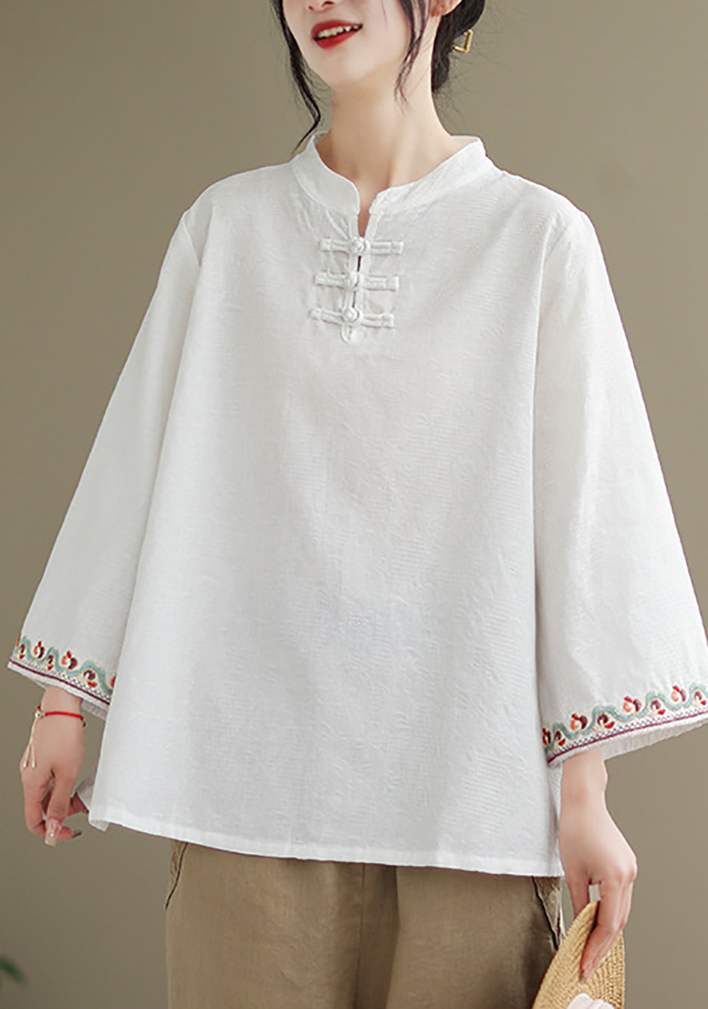 Women Casual High Neck Cotton Top