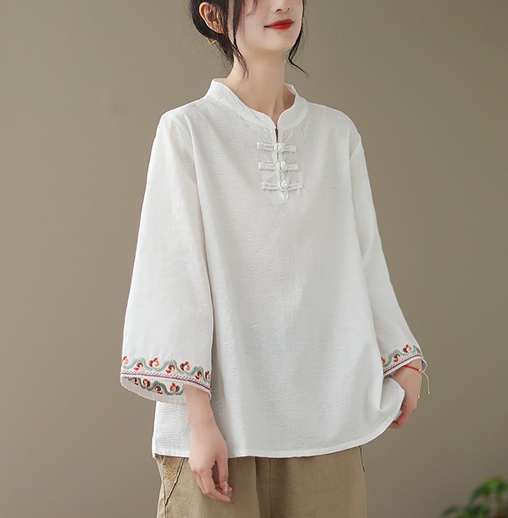 Women Casual High Neck Cotton Top